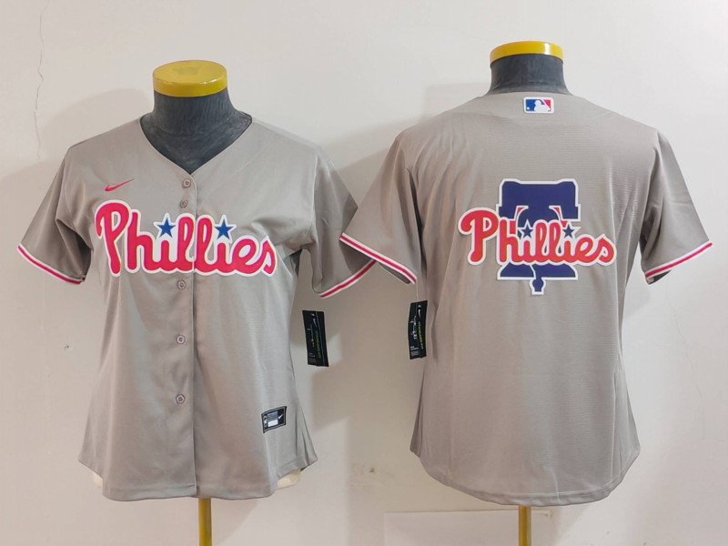 Youth Philadelphia Phillies Team Big Logo Grey Cool Base Stitched Baseball Jersey Youth Philadelphia Phillies Team Big Logo Grey Cool Base Stitched Baseball Jersey